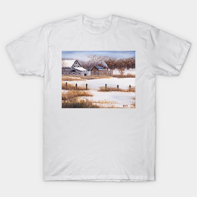 Snow Storm at the Farm T-Shirt by Matt Starr Fine Art